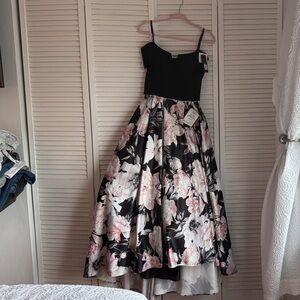 FORMAL Floral Black and Pink Dress
